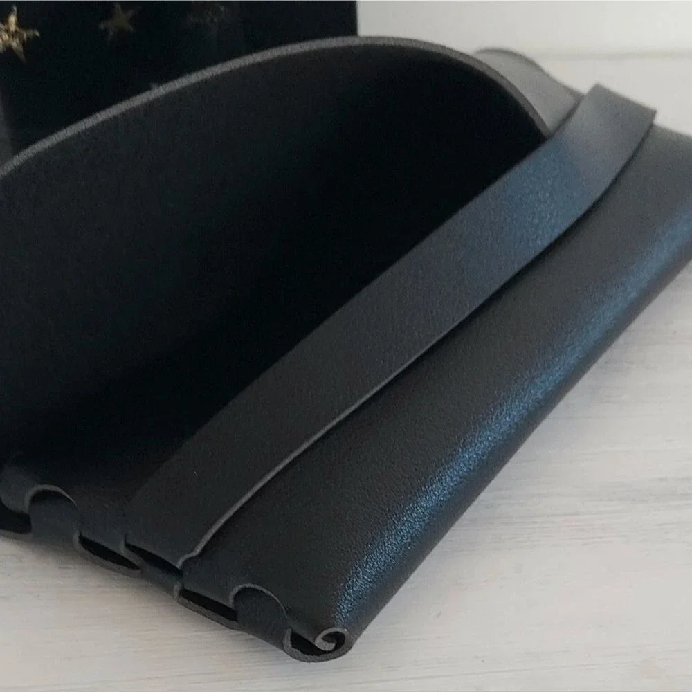Black Faux Leather Eyeglass Case With Cleansing Cloth And Gift Box